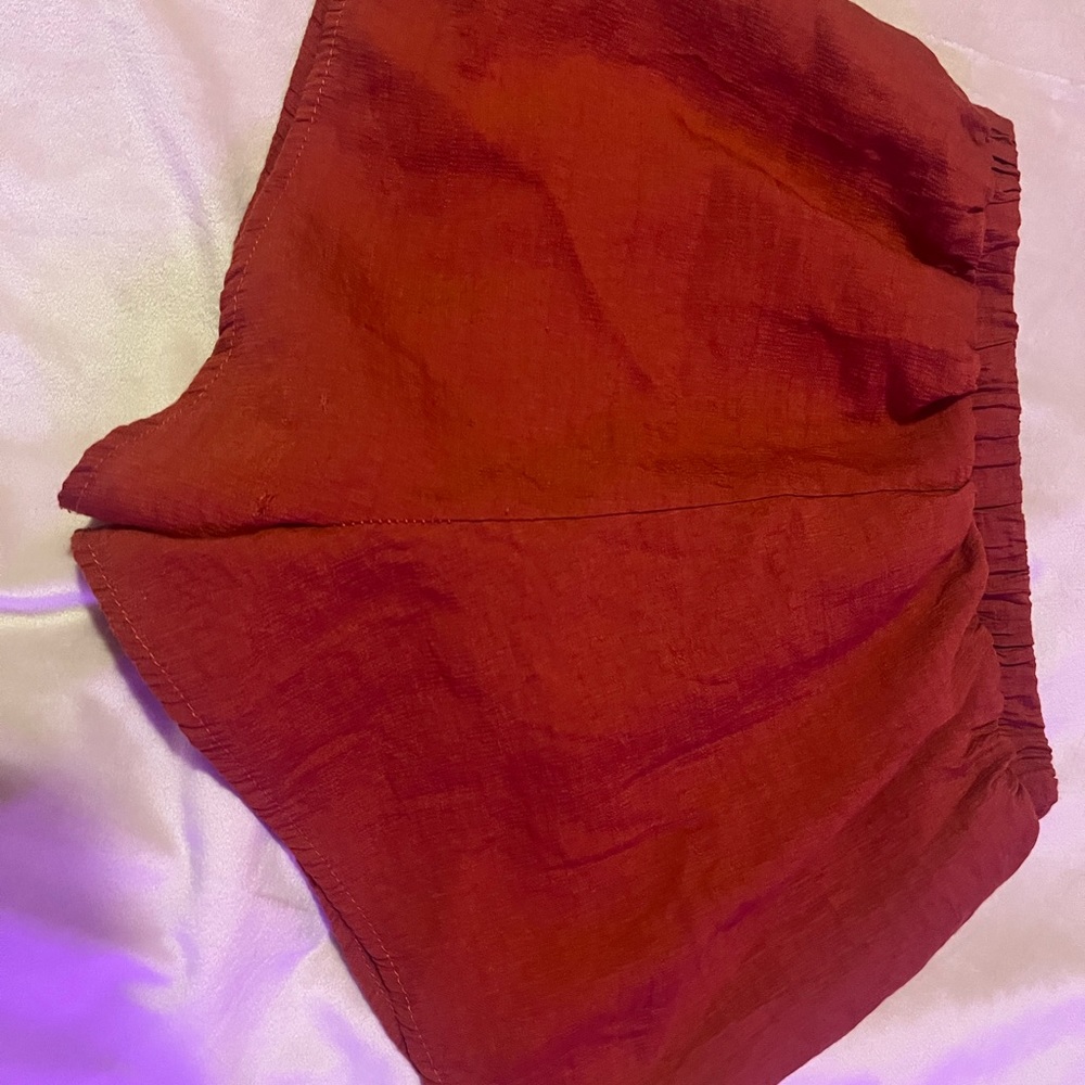 zaful orange flowy shorts